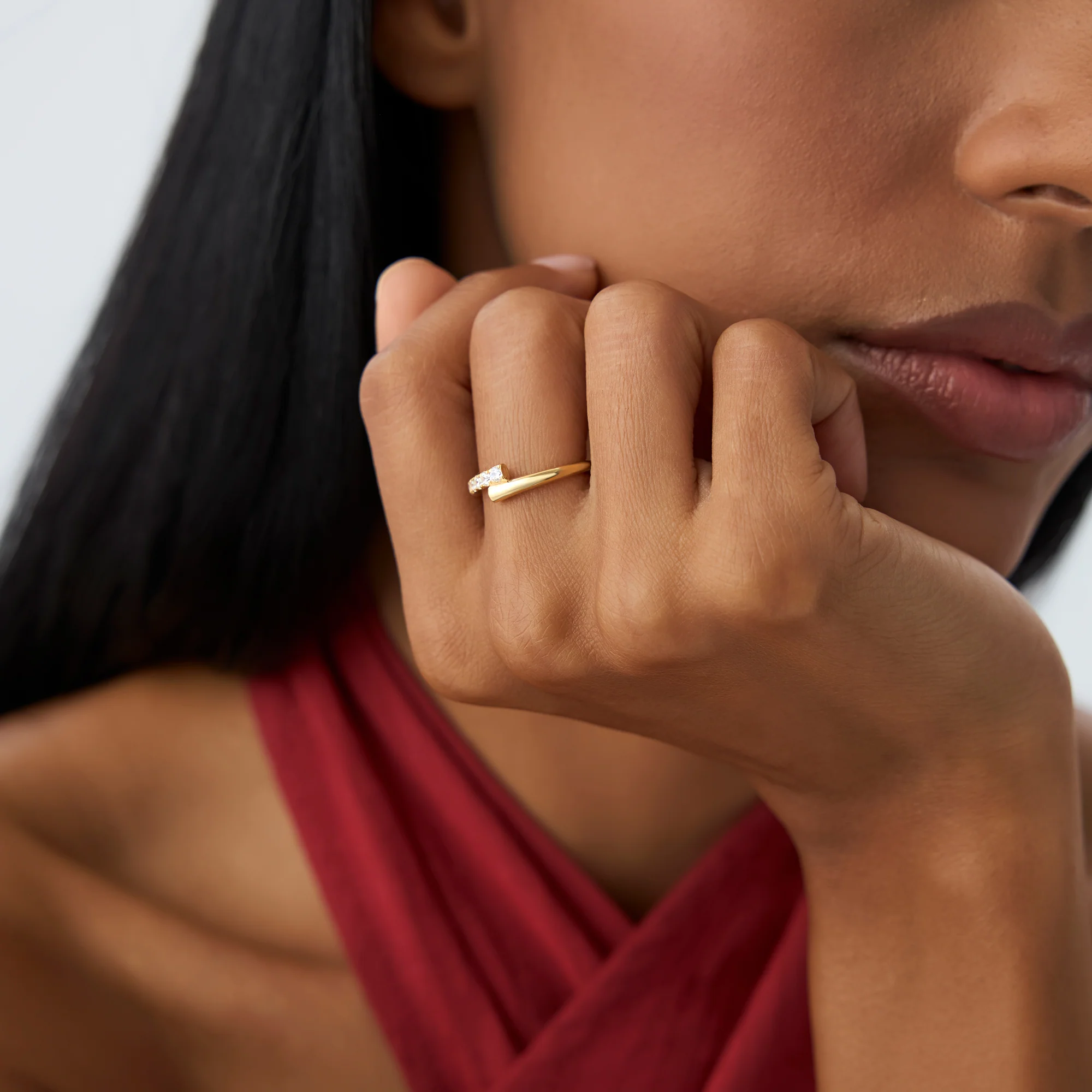 14k Bypass Gold & Pave Diamond Ring - Image 3