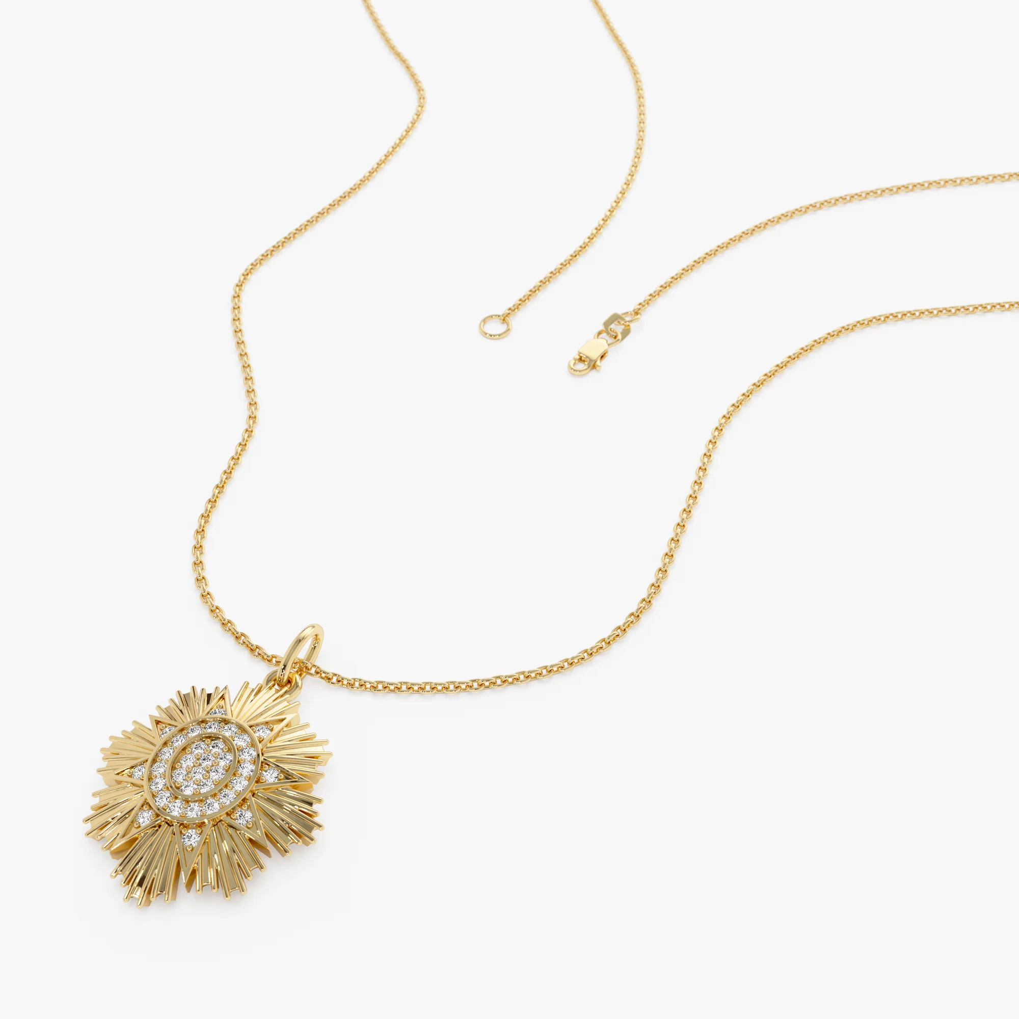 14k Celestial Diamond Sunburst Charm - Image 3