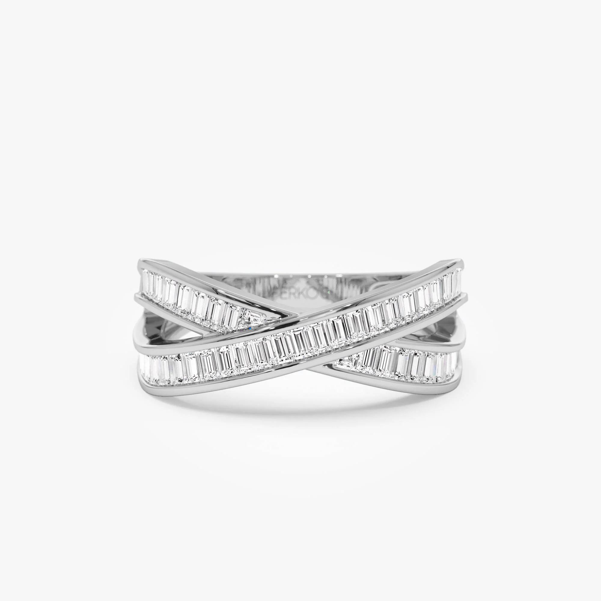 14k Channel Setting Baguette Diamond Crossover Band - Image 8