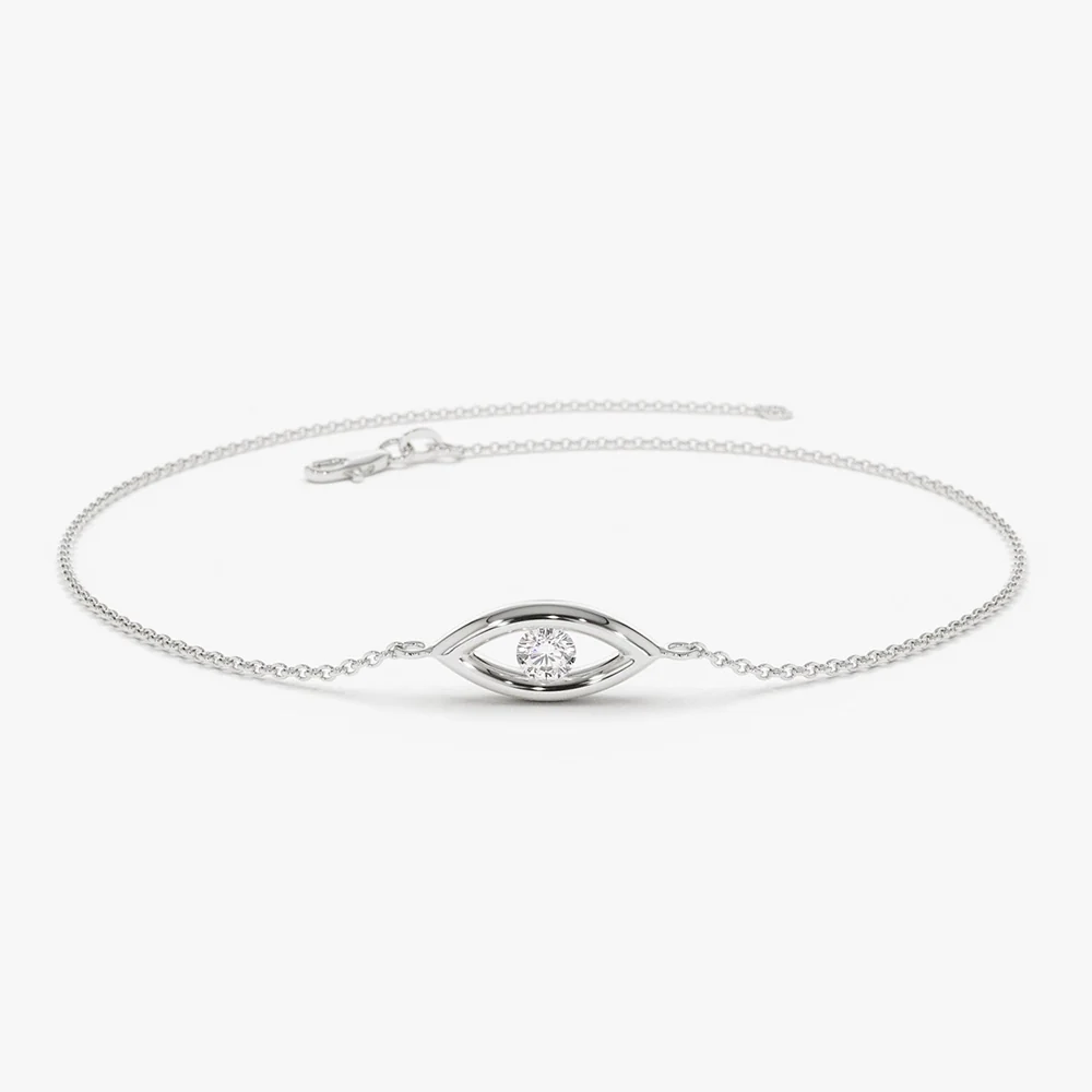 14k Channel Setting Diamond Evil Eye Bracelet - Image 5