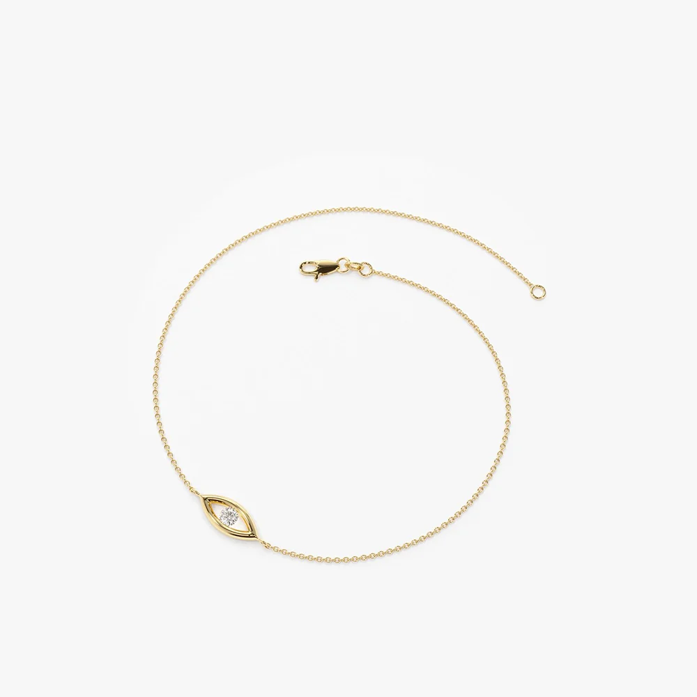 14k Channel Setting Diamond Evil Eye Bracelet - Image 6