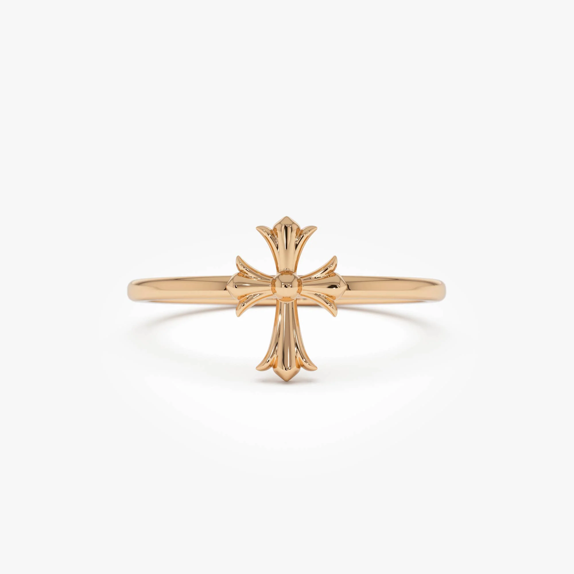 14K Cathedral Cross Band Ring - Image 7