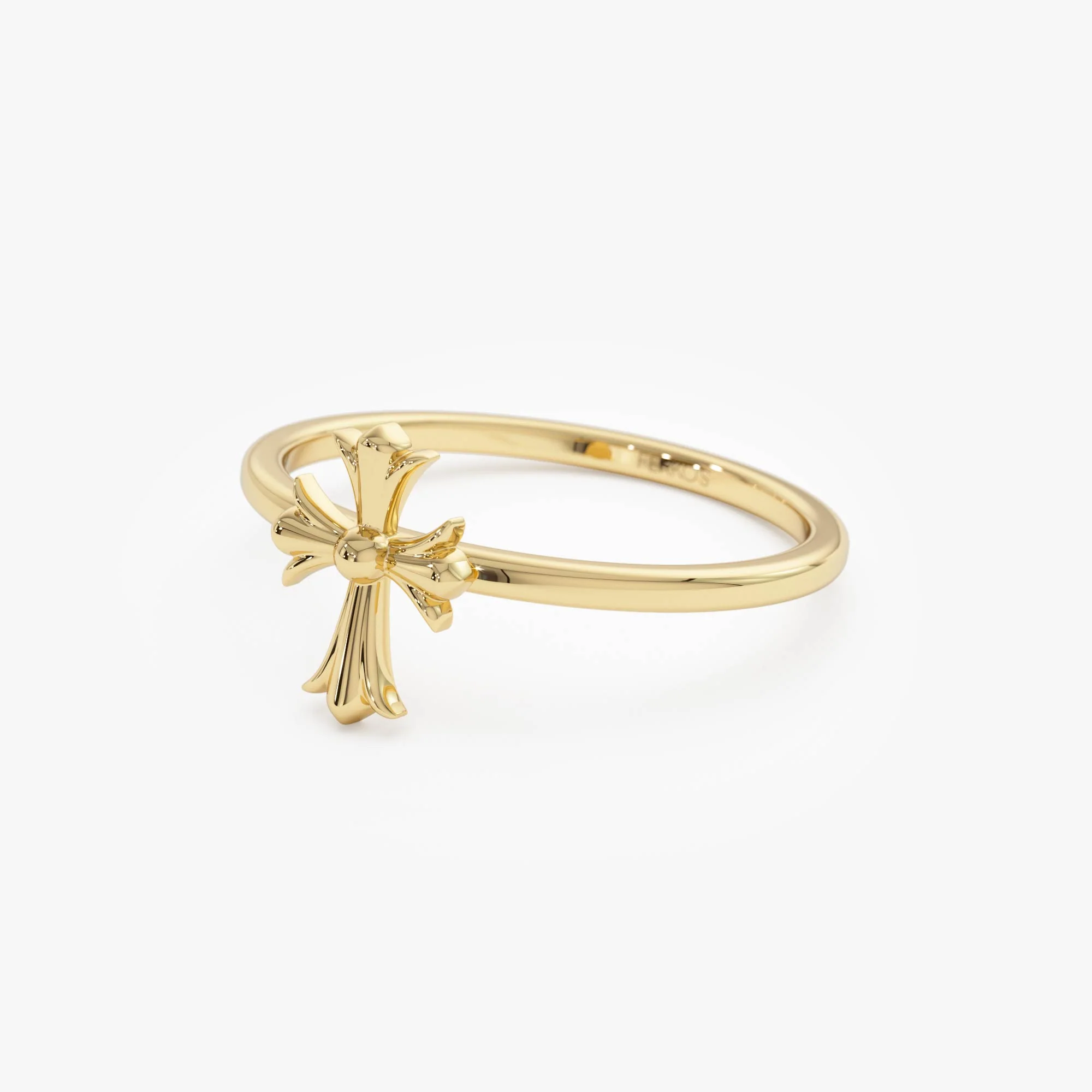 14K Cathedral Cross Band Ring - Image 9
