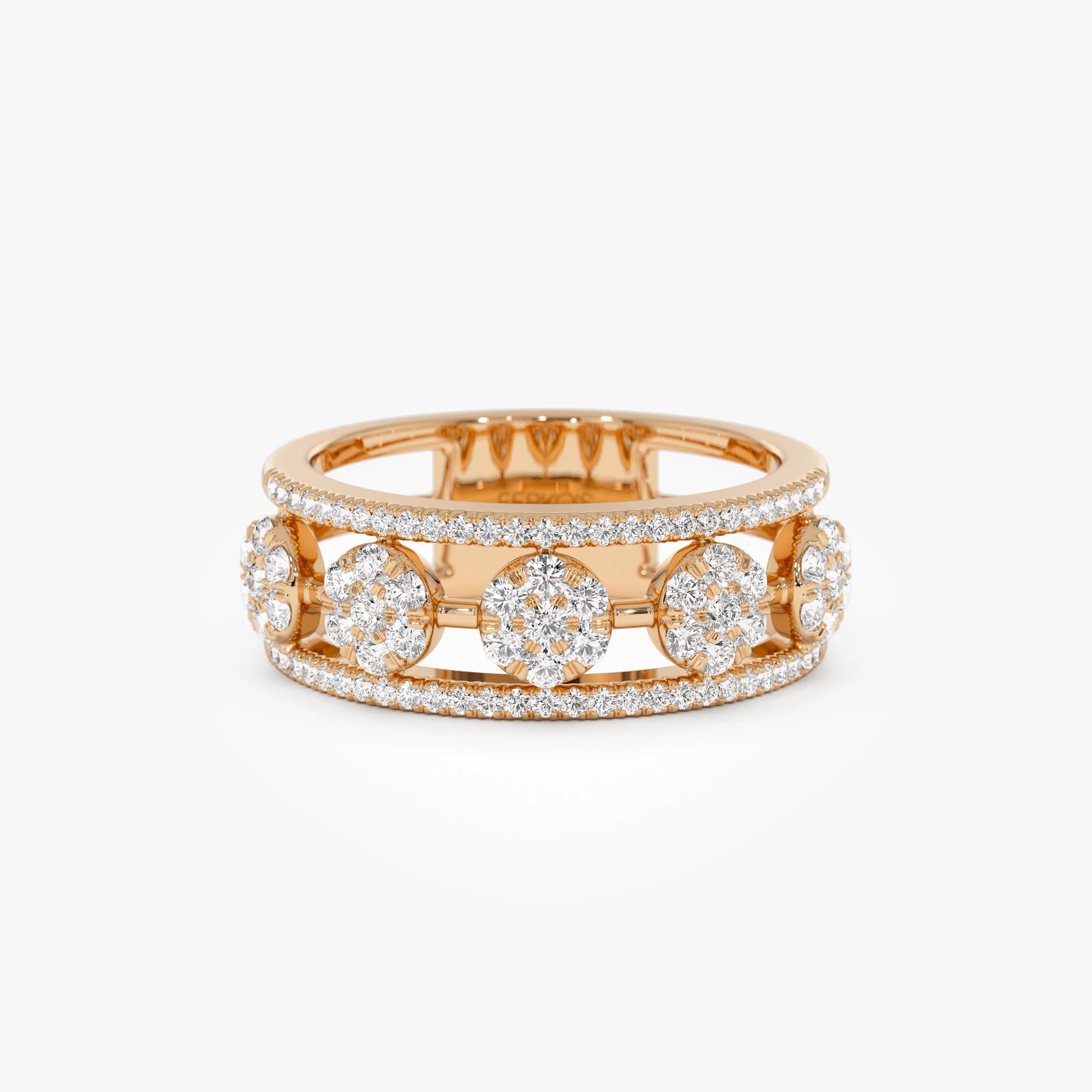 14K Circle Cluster Diamond Band Ring - Image 6