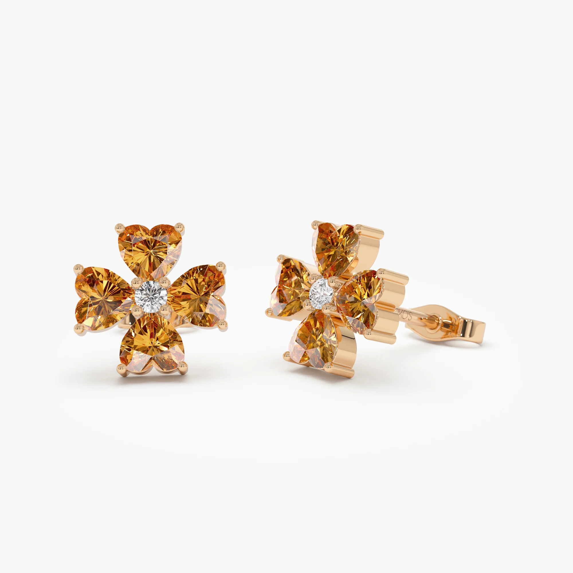 14k Citrine Four Leaf Clover Studs - Image 5
