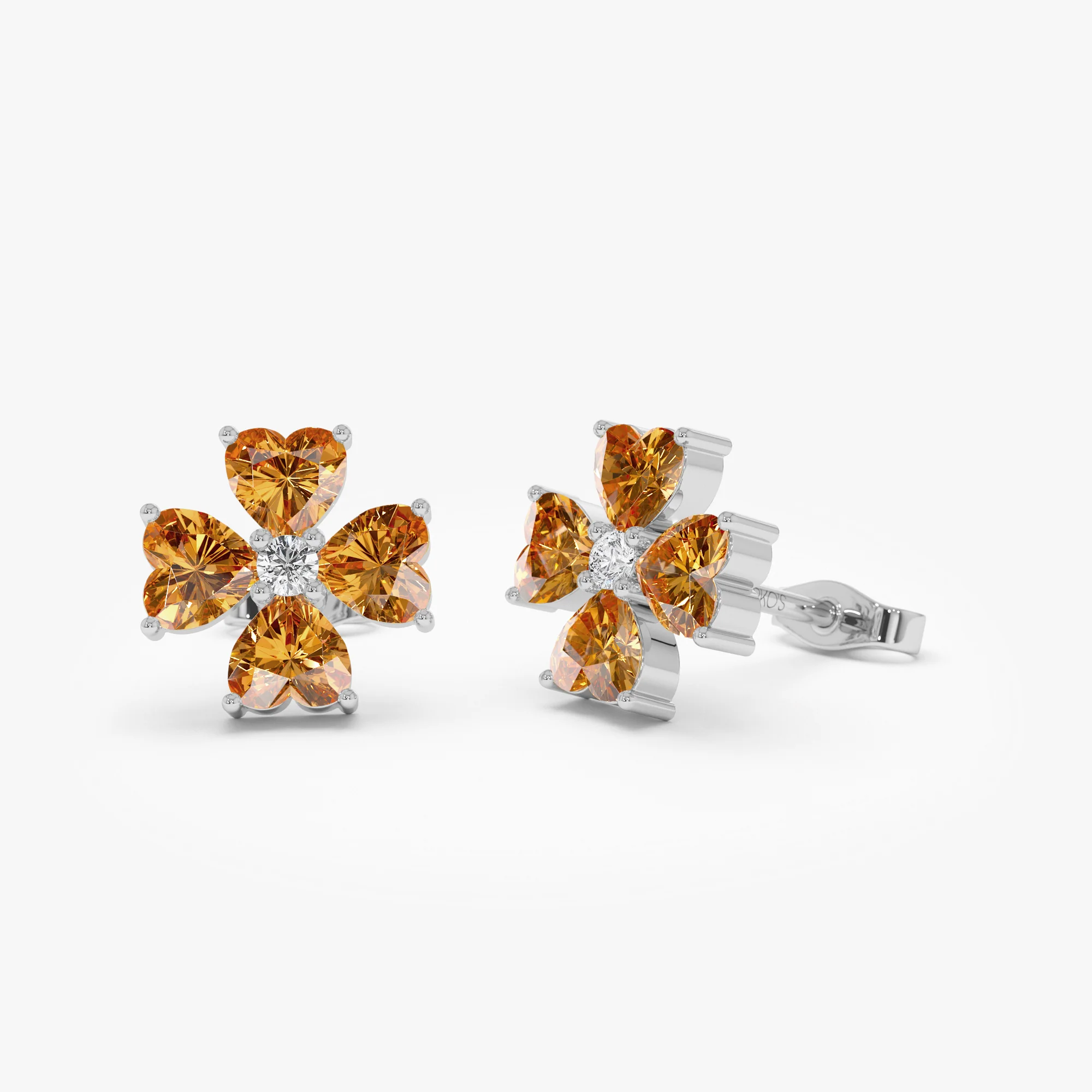 14k Citrine Four Leaf Clover Studs - Image 6