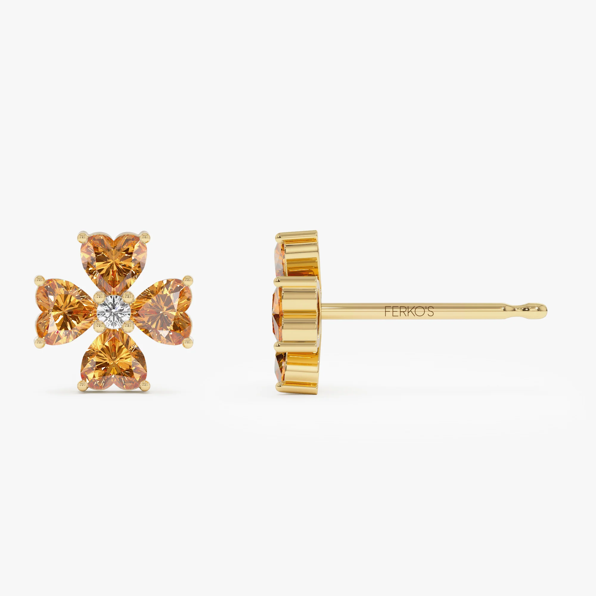 14k Citrine Four Leaf Clover Studs - Image 7