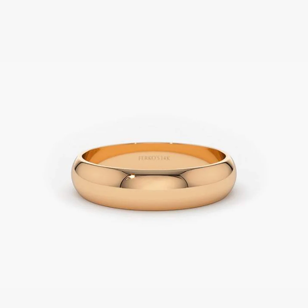 14k Classic Dome 4MM Unisex Wedding Ring - Image 5