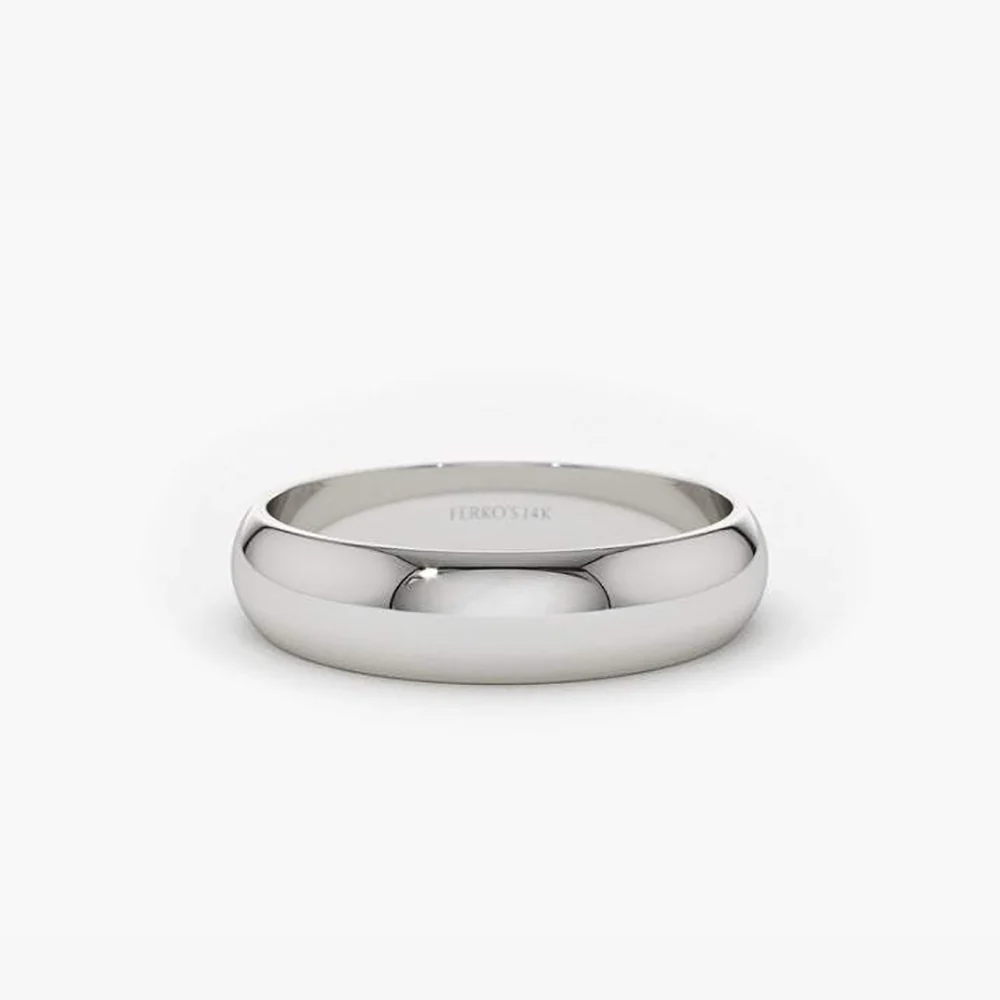 14k Classic Dome 4MM Unisex Wedding Ring - Image 6