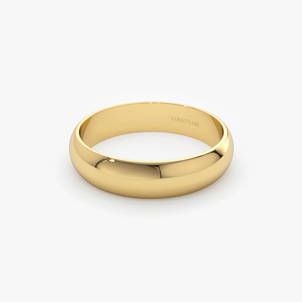 14k Classic Dome 4MM Unisex Wedding Ring - Image 8