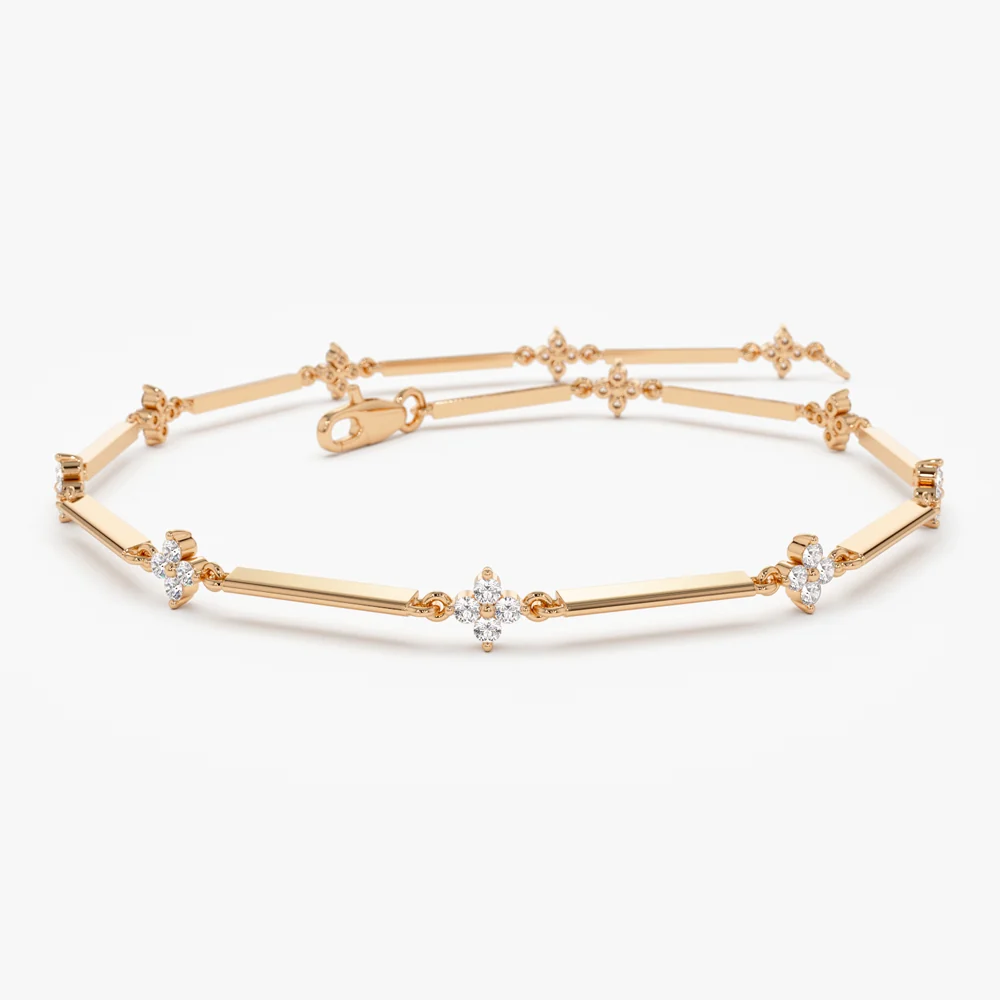 14k Clover Setting Diamond Infinity Bracelet - Image 4