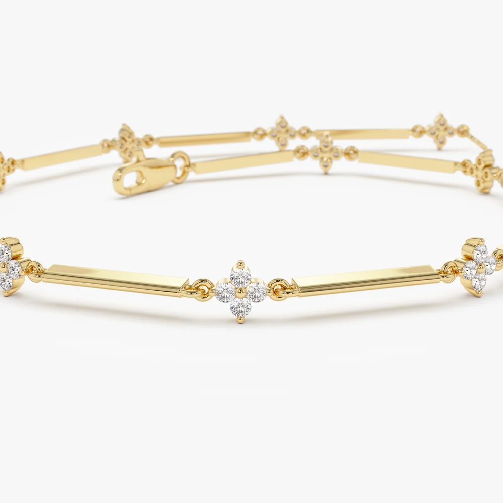 14k Clover Setting Diamond Infinity Bracelet - Image 7