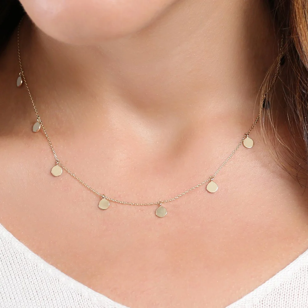 14k Coin Disc Choker Necklace - Image 3