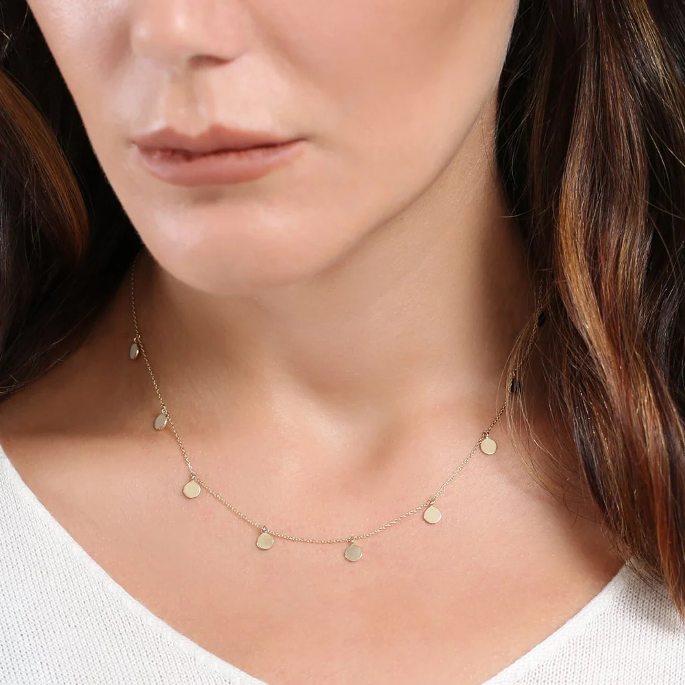 14k Coin Disc Choker Necklace - Image 4