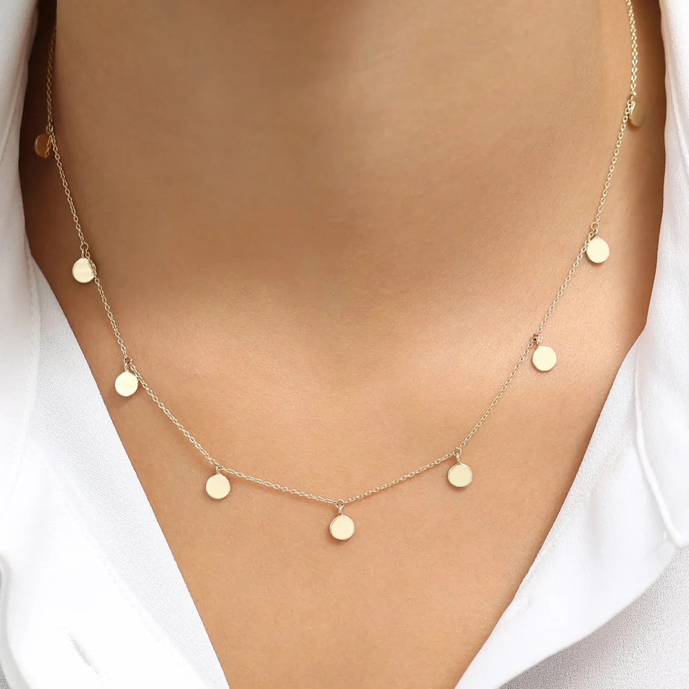 14k Coin Disc Choker Necklace - Image 6