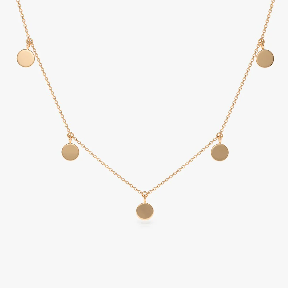 14k Coin Disc Choker Necklace - Image 7
