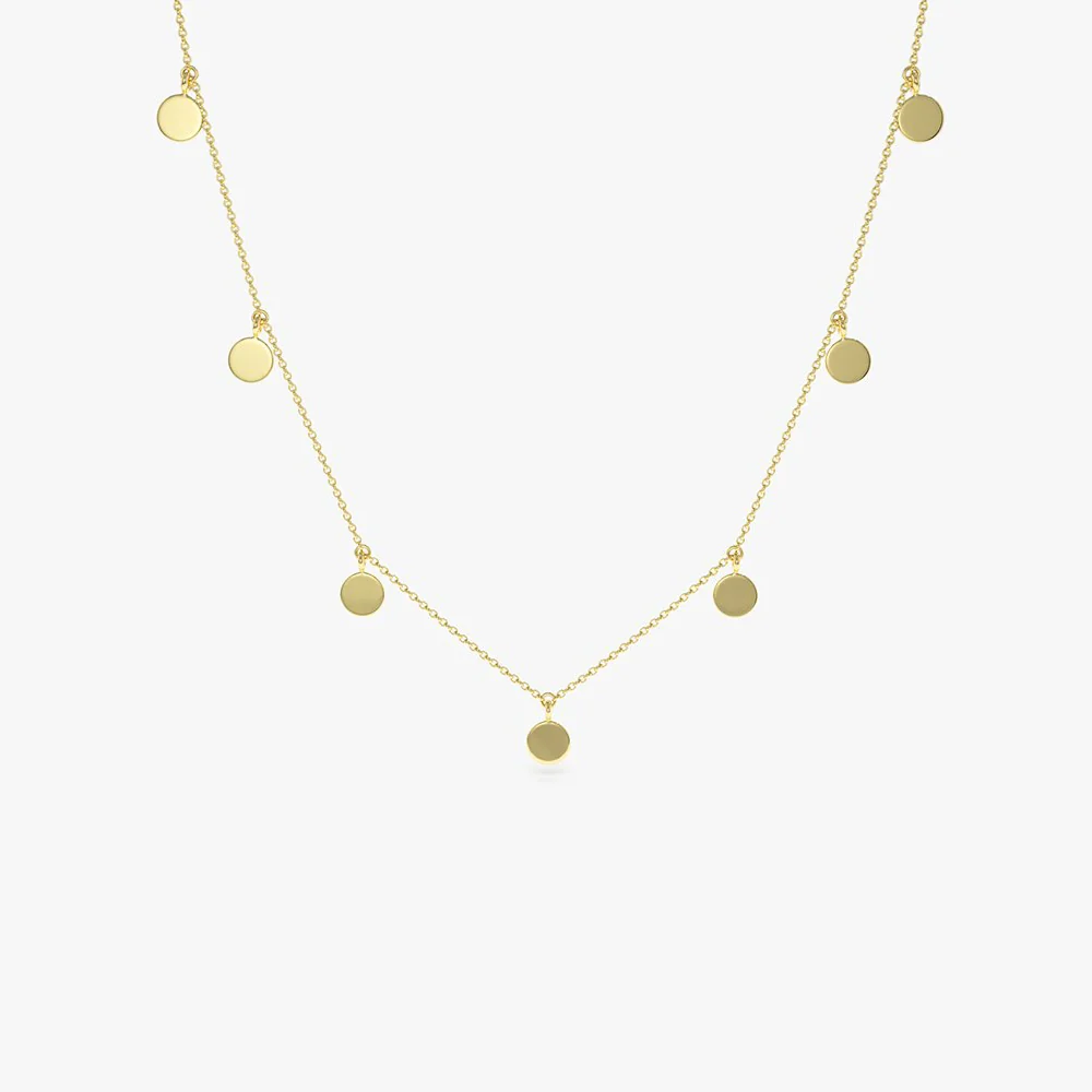 14k Coin Disc Choker Necklace - Image 9