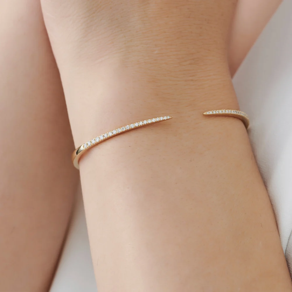 14k Cuff Diamond Bangle Bracelet 0.50 ctw - Image 2