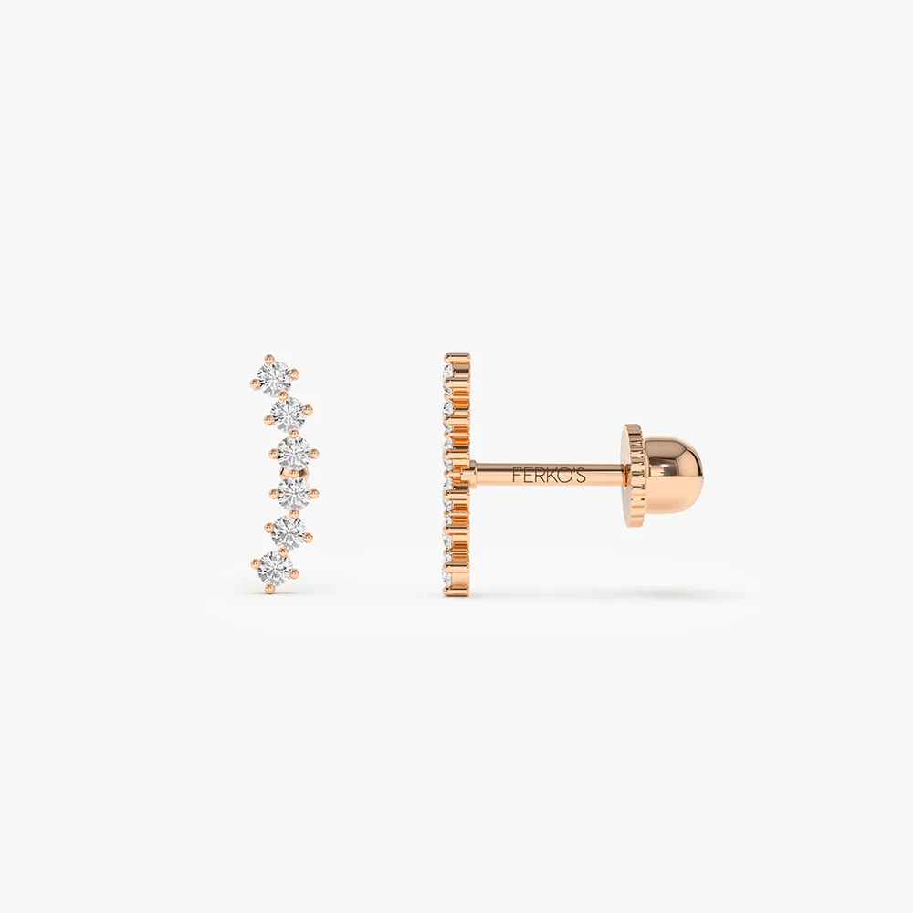 14k Curved Diamond Cluster Helix Piercing - Image 3