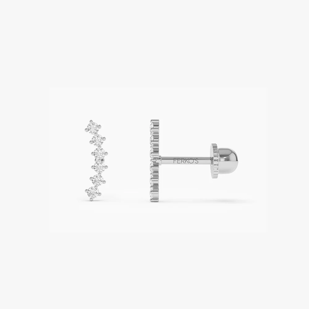 14k Curved Diamond Cluster Helix Piercing - Image 4