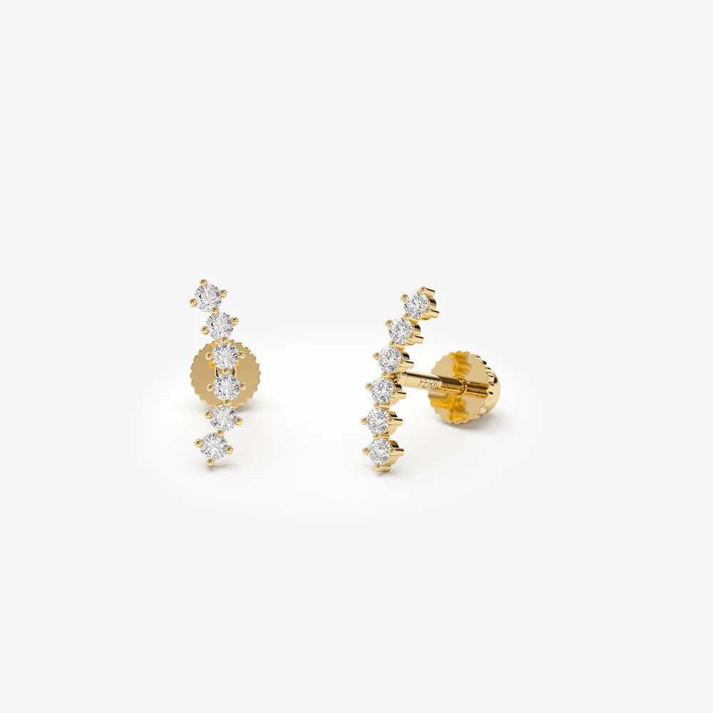 14k Curved Diamond Cluster Helix Piercing - Image 5