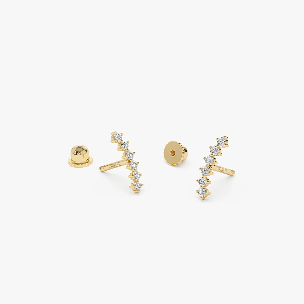 14k Curved Diamond Cluster Helix Piercing - Image 6