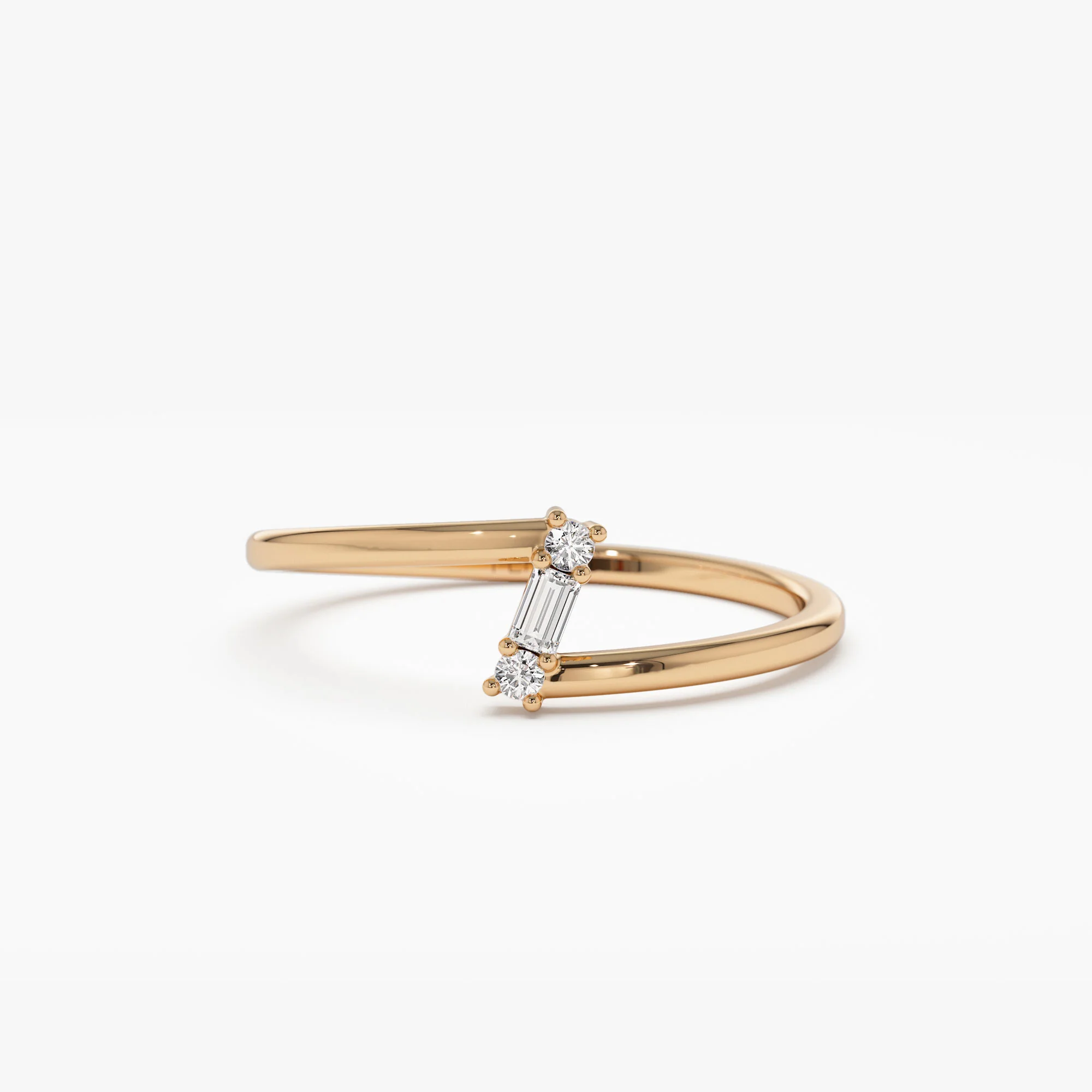 14k Dainty Diagonal Baguette Diamond Ring - Image 4