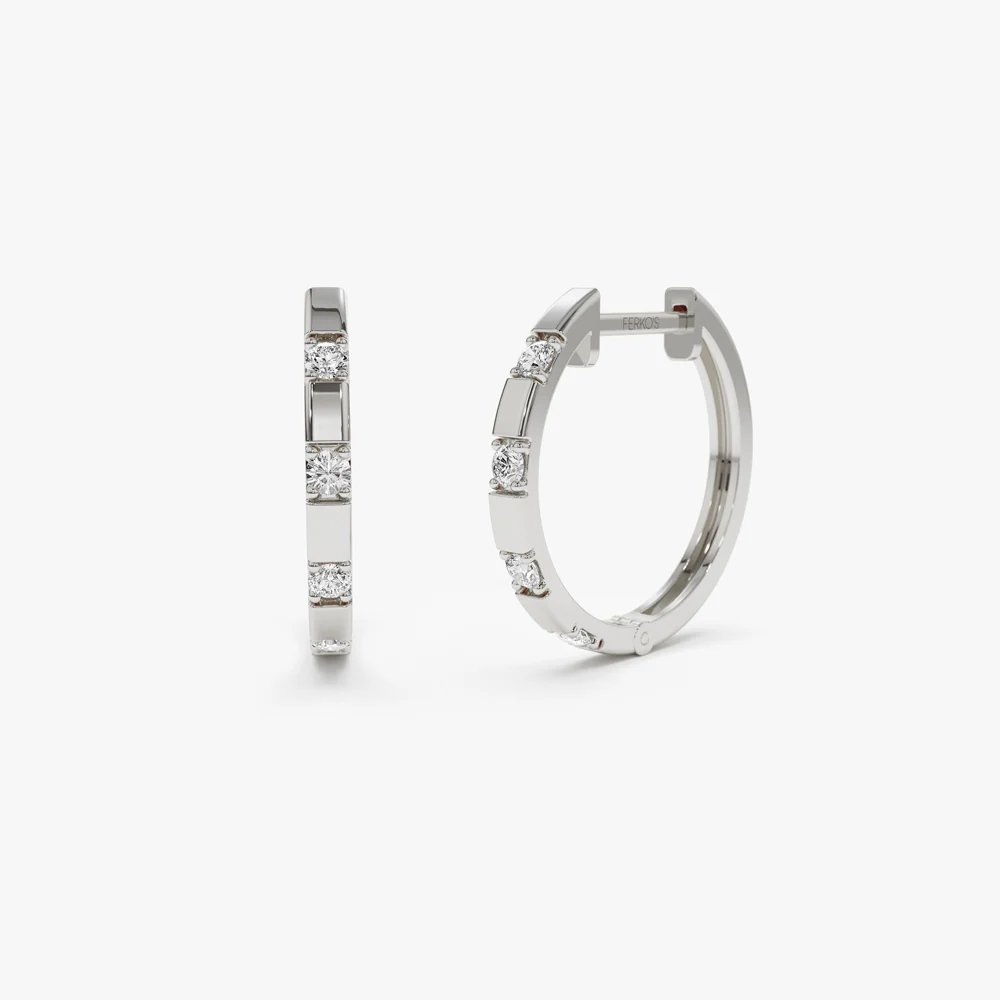14k Dainty Diamond Hoop Earrings - Image 6