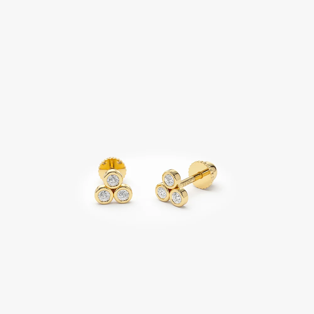 14K Dainty Diamond Trio Helix Piercing - Image 6