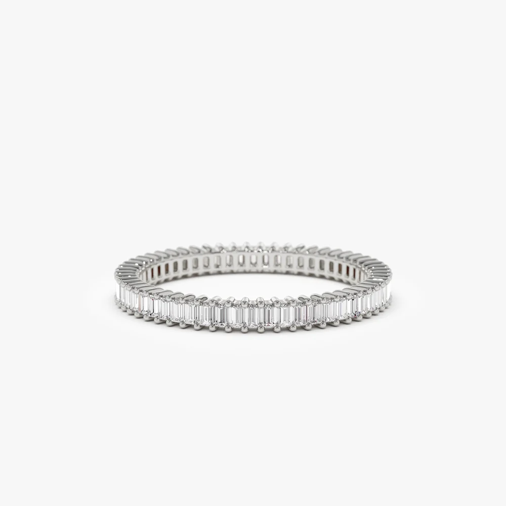14k Dainty Stackable Full Eternity Baguette Diamond Ring - Image 7