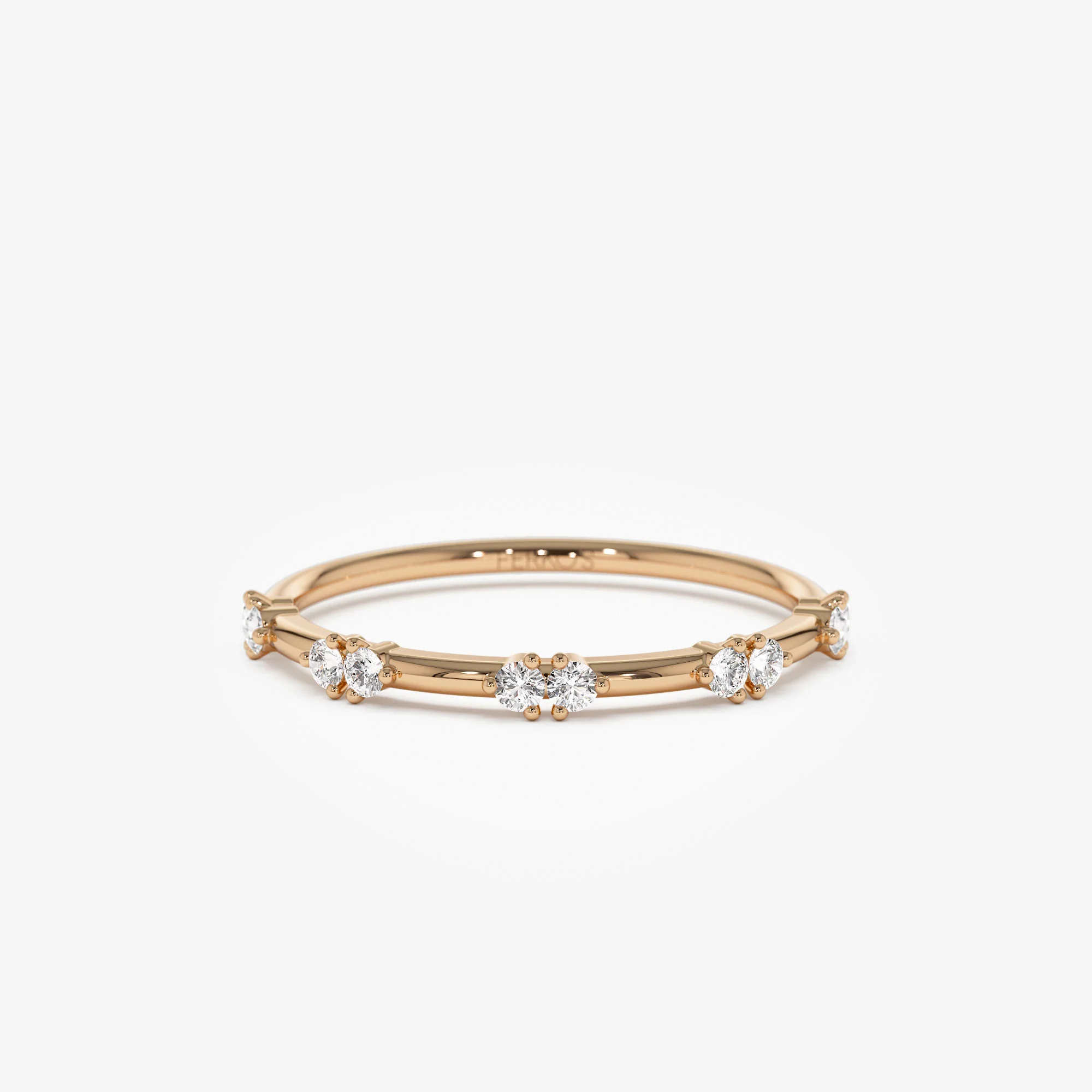 14k Dainty Stacking Diamond Wedding Band - Image 5