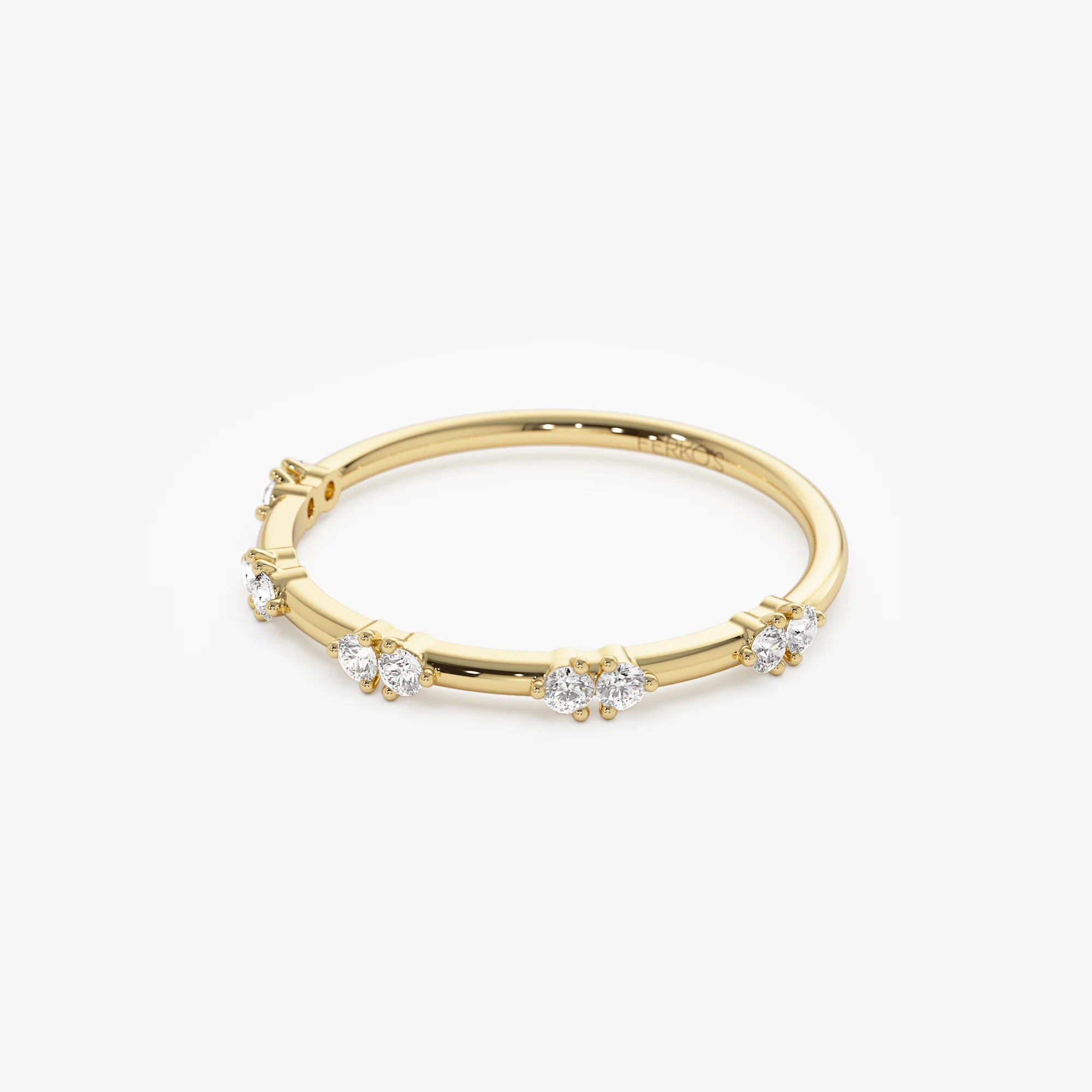 14k Dainty Stacking Diamond Wedding Band - Image 7