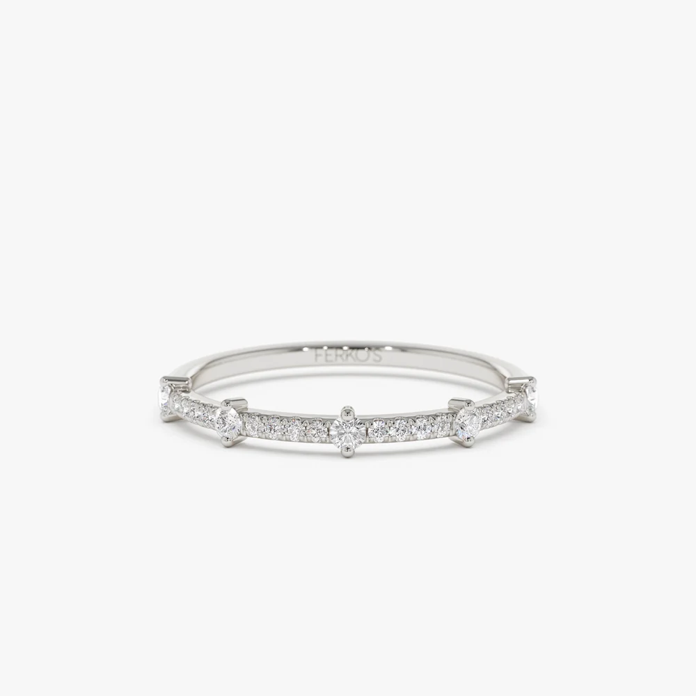 14k Dainty Stacking Diamond Wedding Band - Image 7