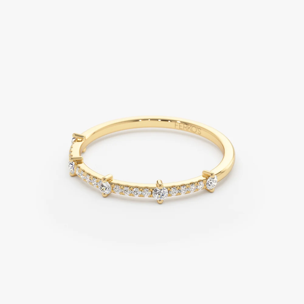 14k Dainty Stacking Diamond Wedding Band - Image 8