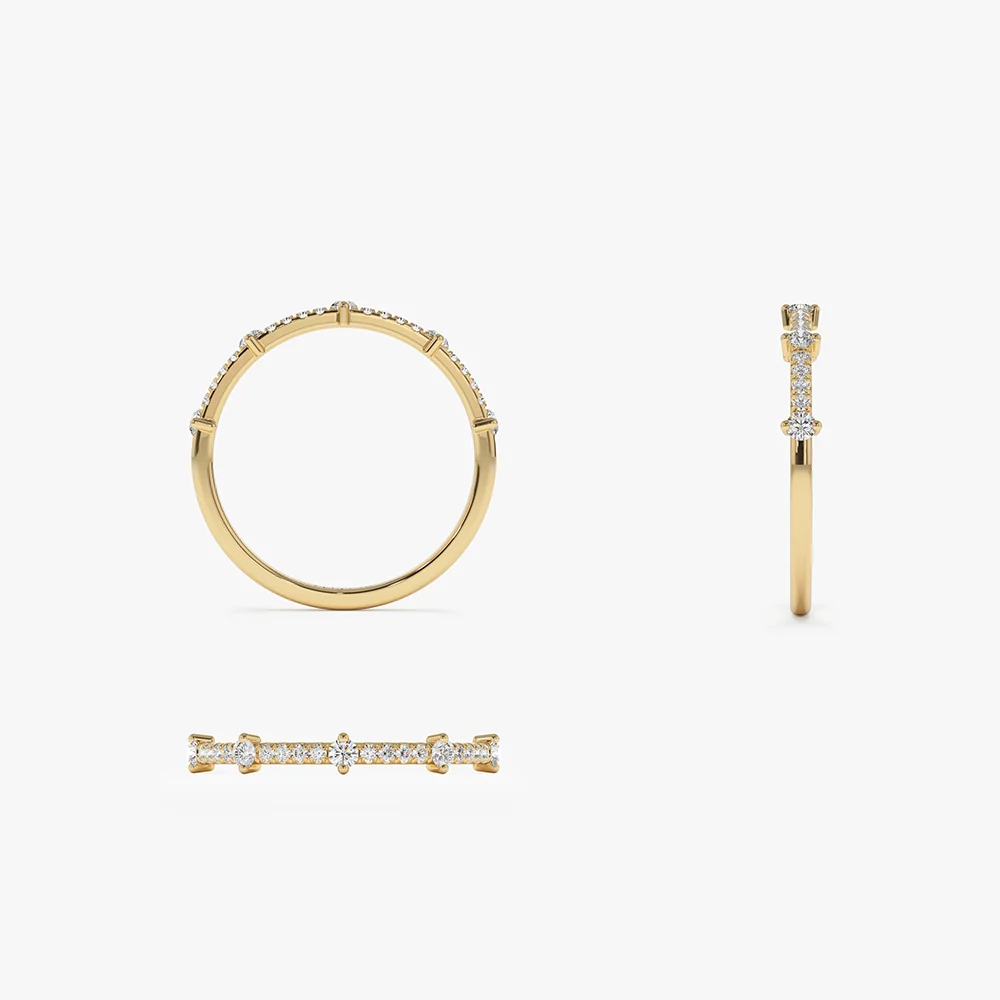 14k Dainty Stacking Diamond Wedding Band - Image 9