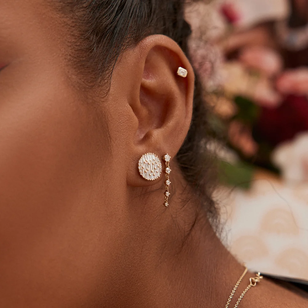 14k Dangling 4 Prong Diamond Drop Earrings - Image 3