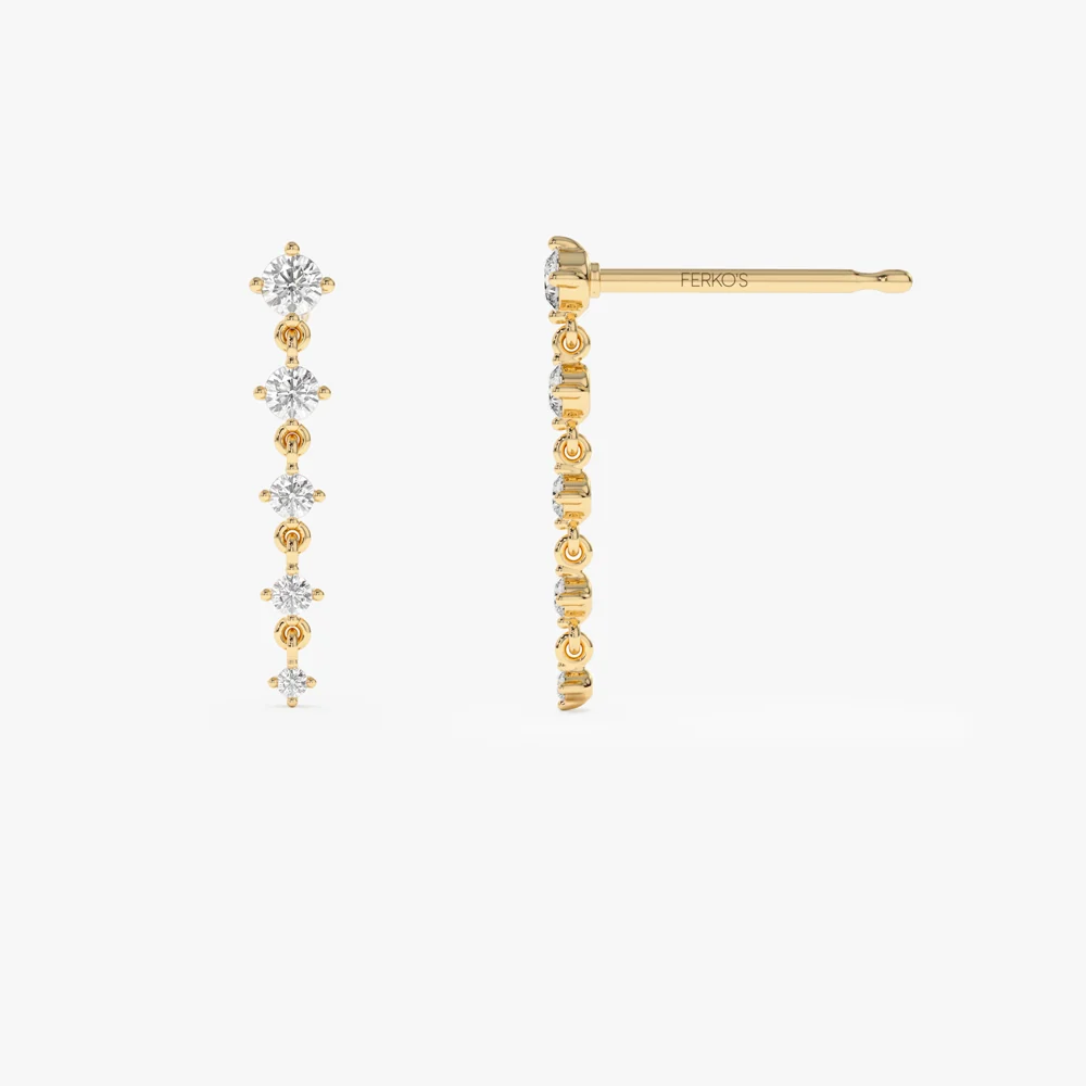 14k Dangling 4 Prong Diamond Drop Earrings - Image 7