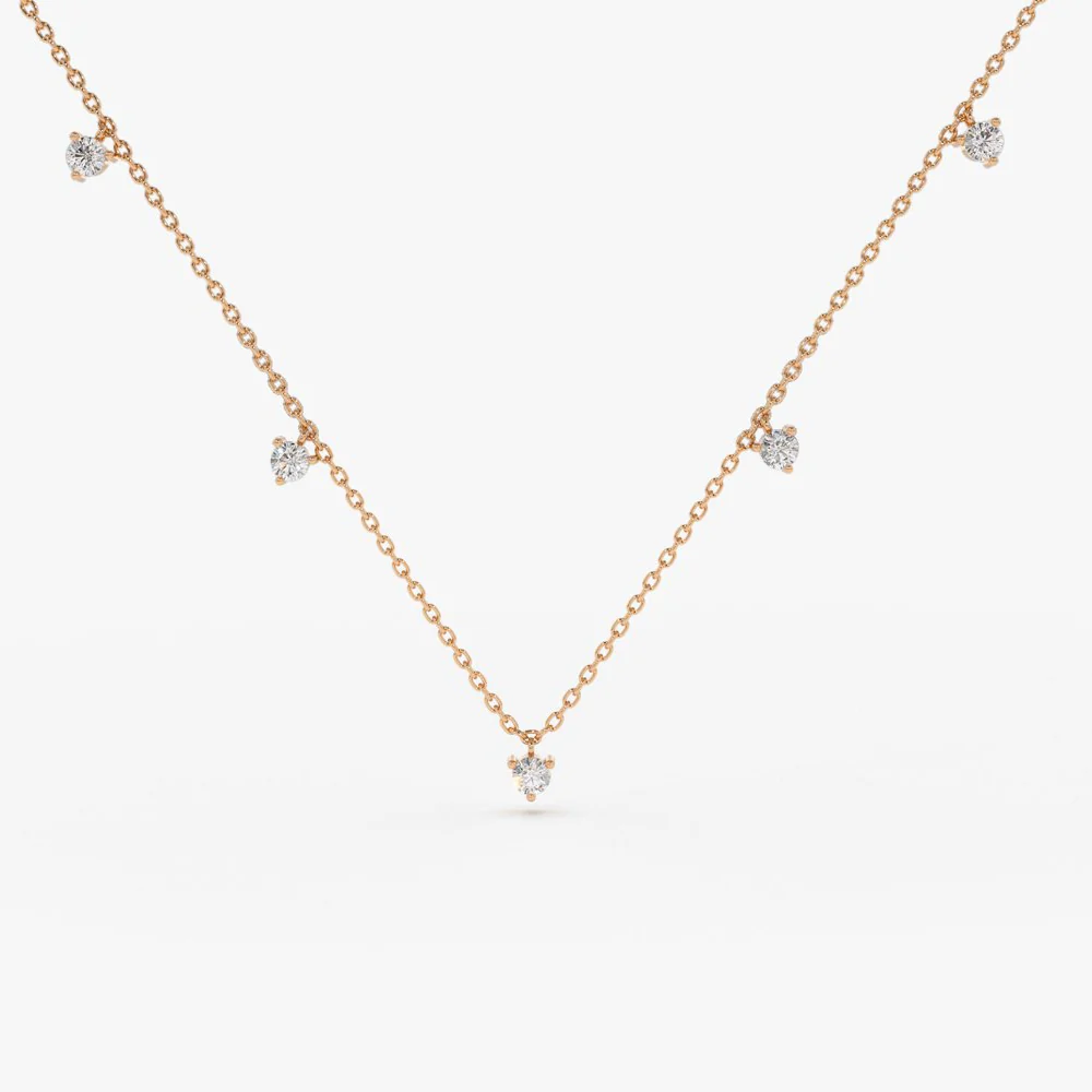 14k Dangling Diamond Solitaire Necklace - Image 5