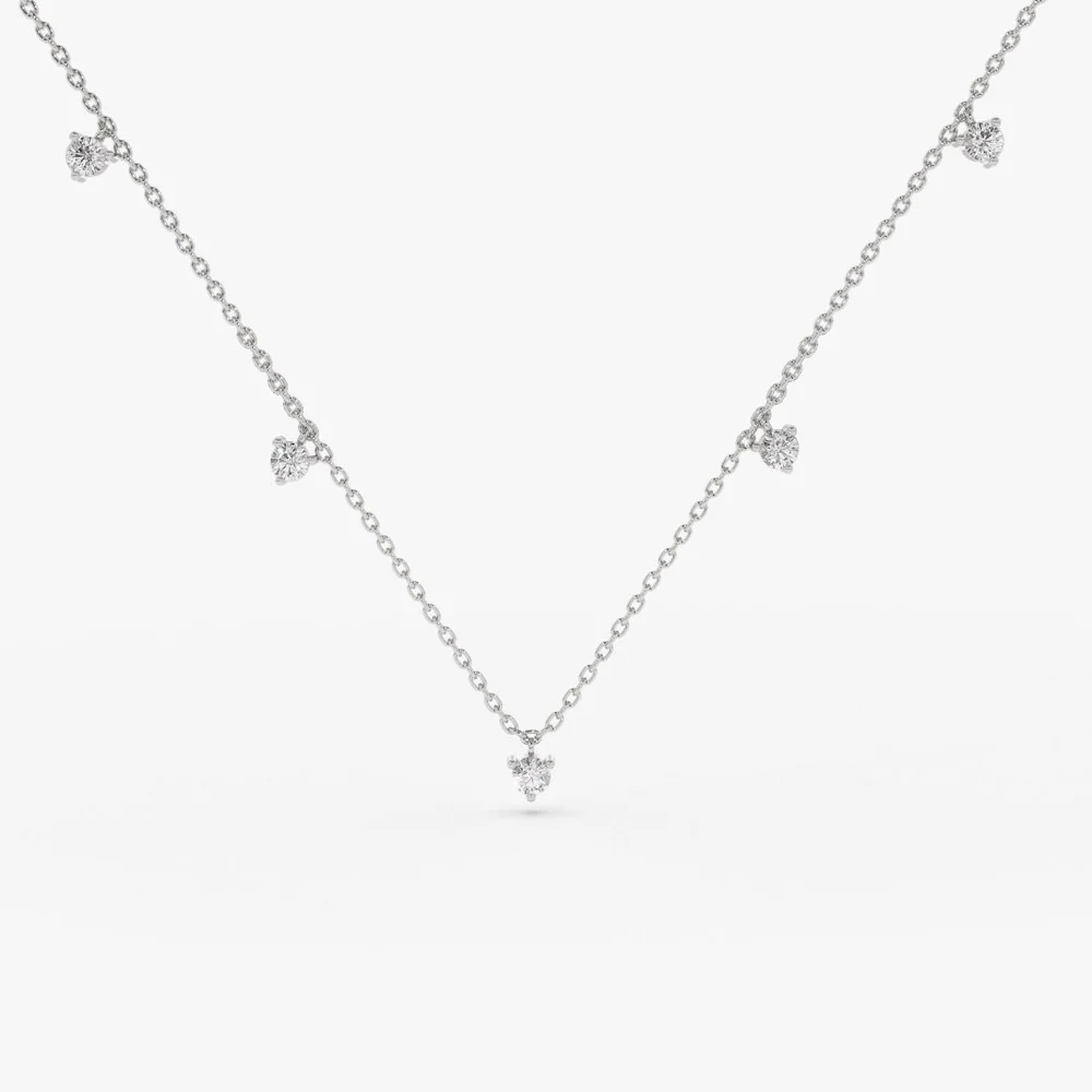 14k Dangling Diamond Solitaire Necklace - Image 6