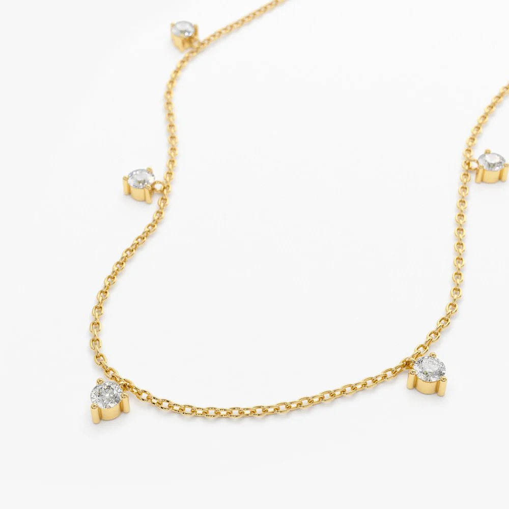 14k Dangling Diamond Solitaire Necklace - Image 7