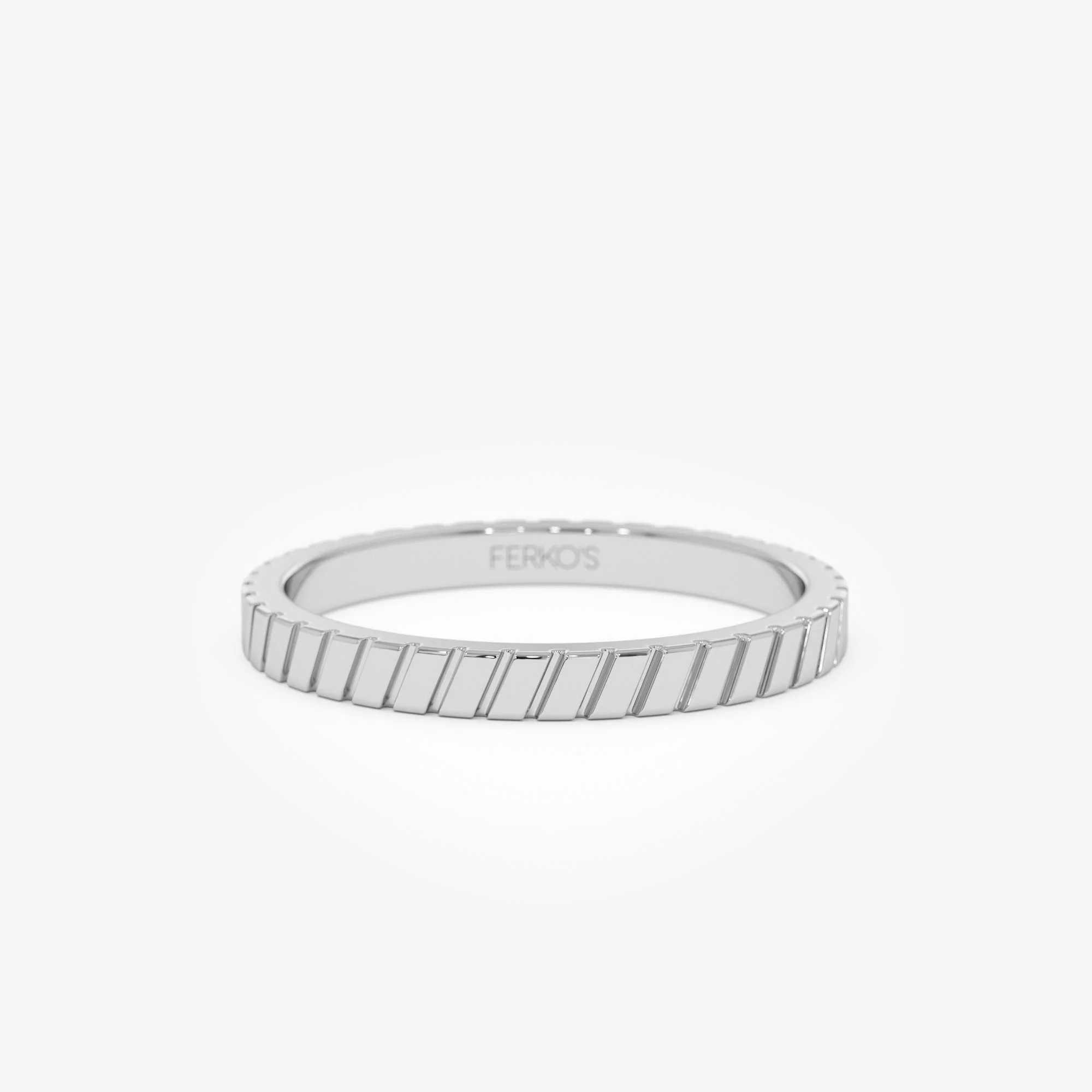 14k Diagonal Fluted Band Ring - Image 7