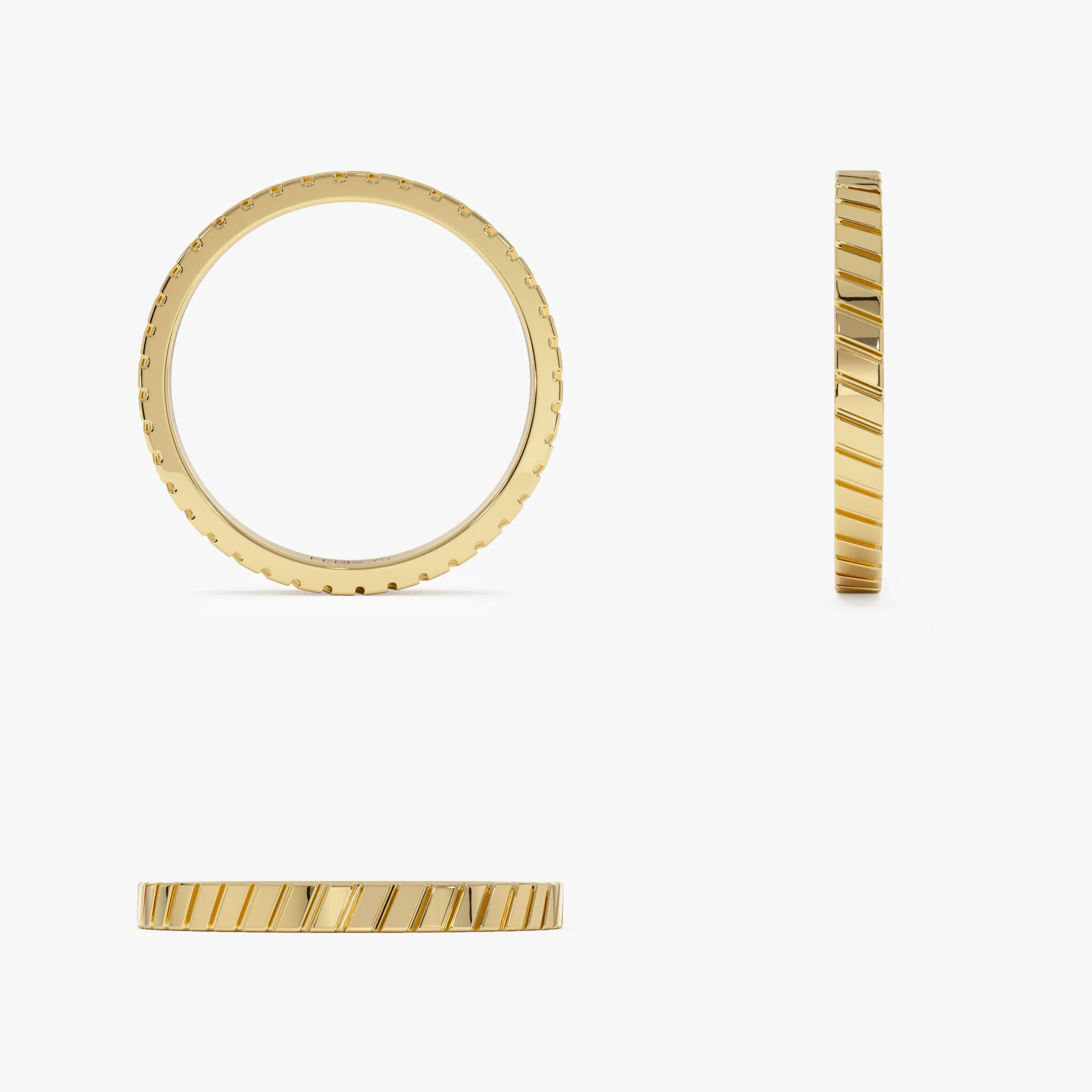 14k Diagonal Fluted Band Ring - Image 9