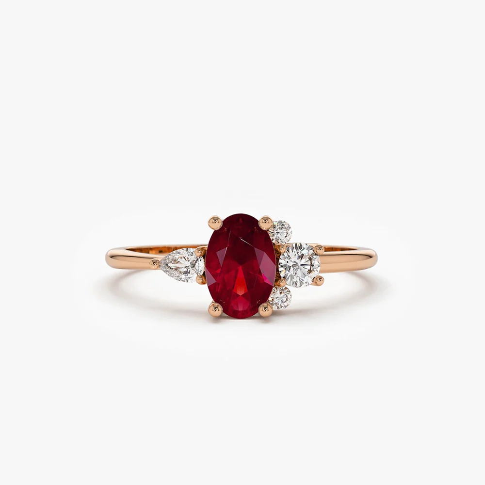 14k Diamond and Oval Ruby Ring - Image 7