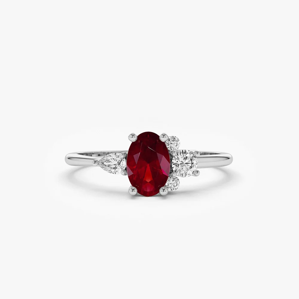 14k Diamond and Oval Ruby Ring - Image 8