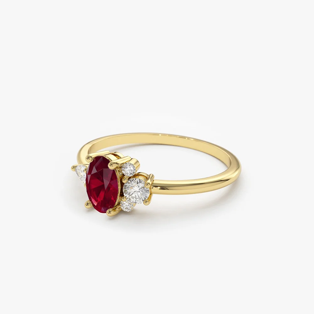 14k Diamond and Oval Ruby Ring - Image 9
