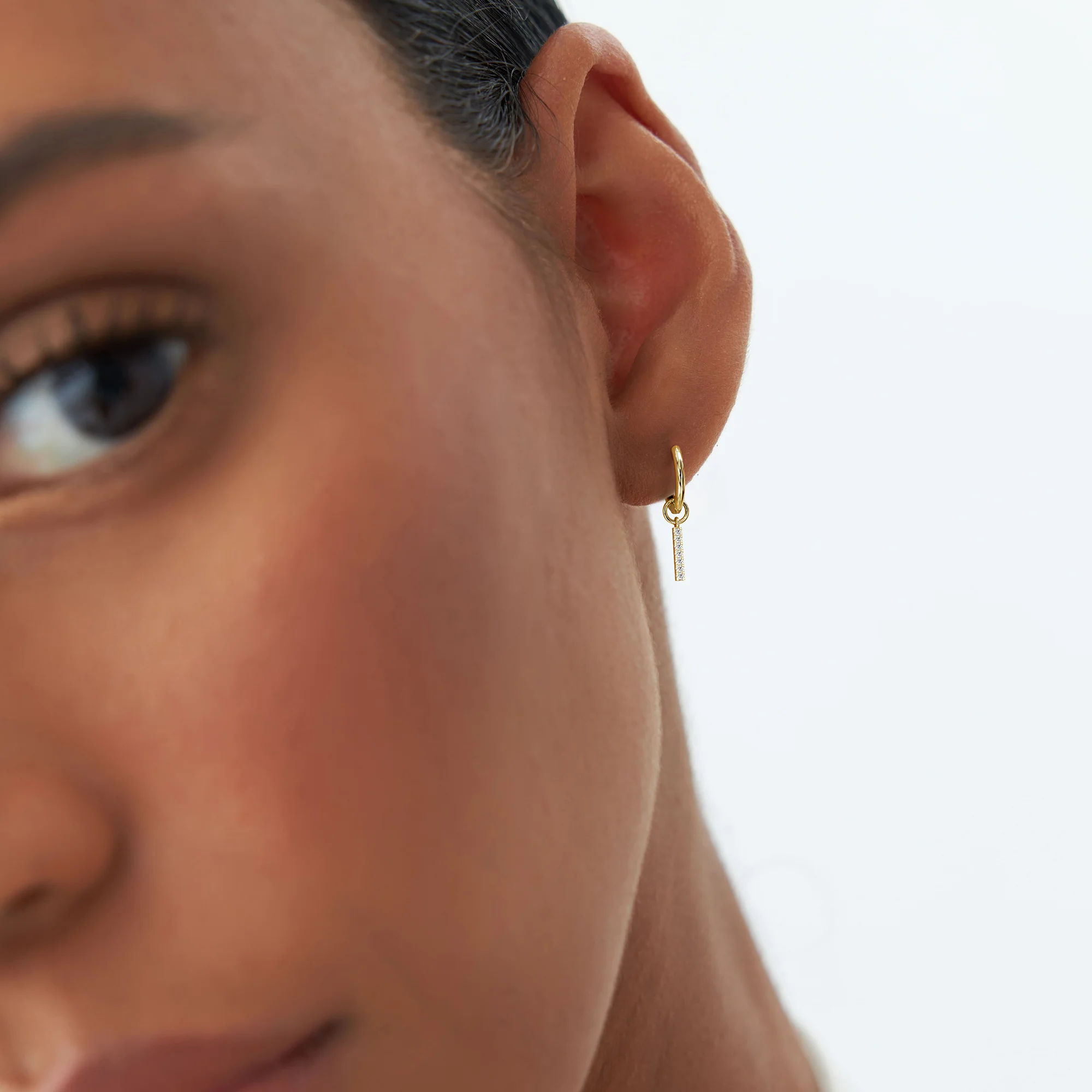 14k Diamond Bar Hoop Charm - Image 3