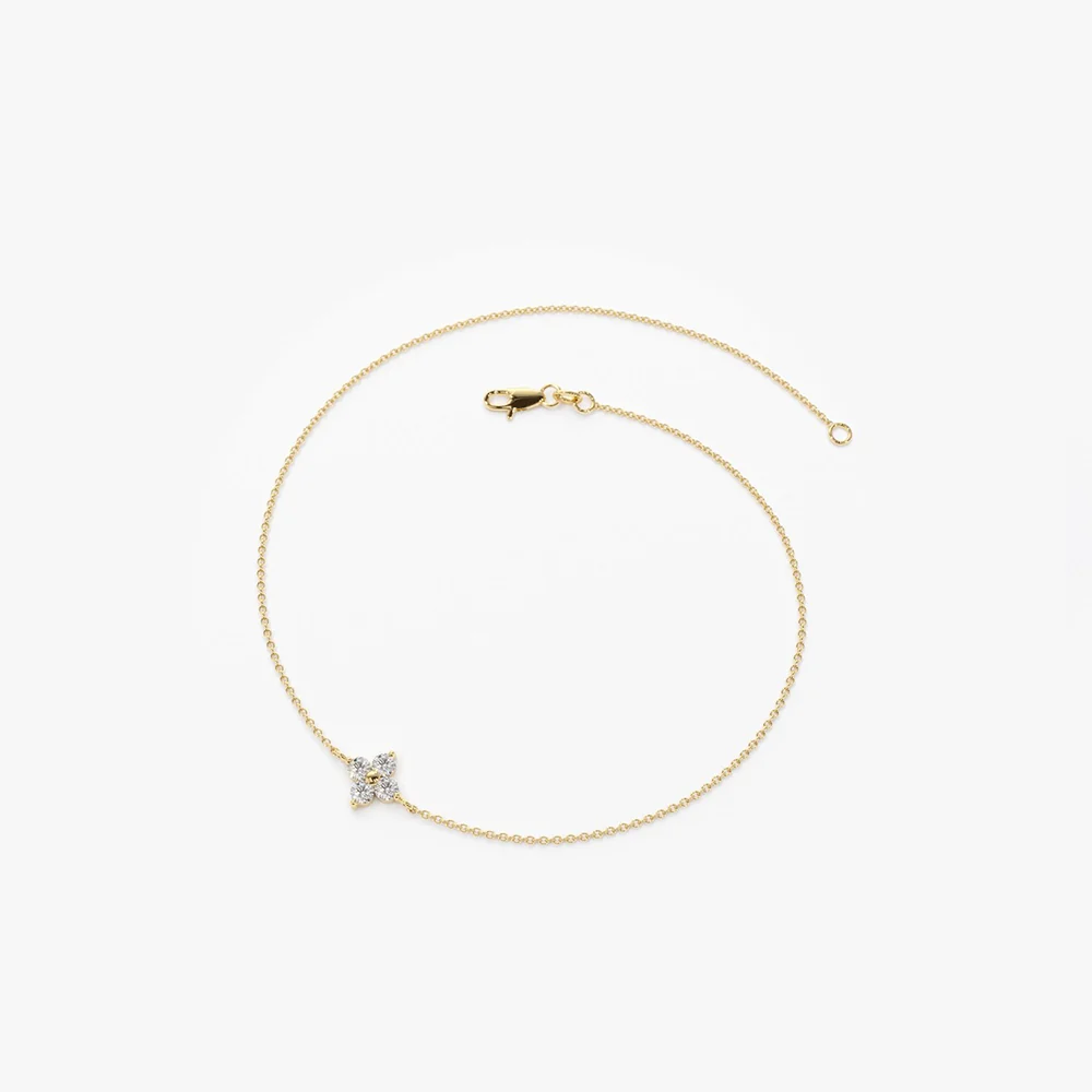 14K Gold Diamond Clover Bracelet - Image 7