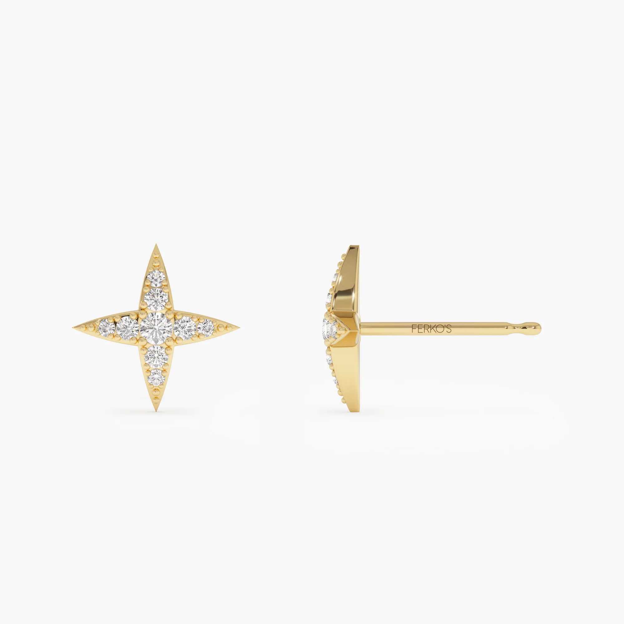 14k Diamond Cluster Star Stud Earrings - Image 7