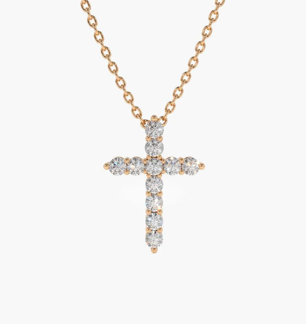 14k Diamond Cross Necklace - Image 6