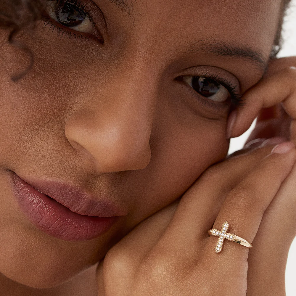 14k Diamond Cross Ring - Image 3